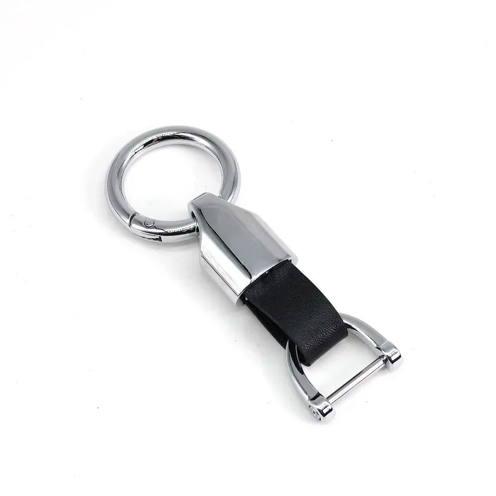 New Fashion Personalized Custom Logo Name Metal Waist Hanging KeyChain Leather Keyring Men Women Key Chain Buckle Ring Gift