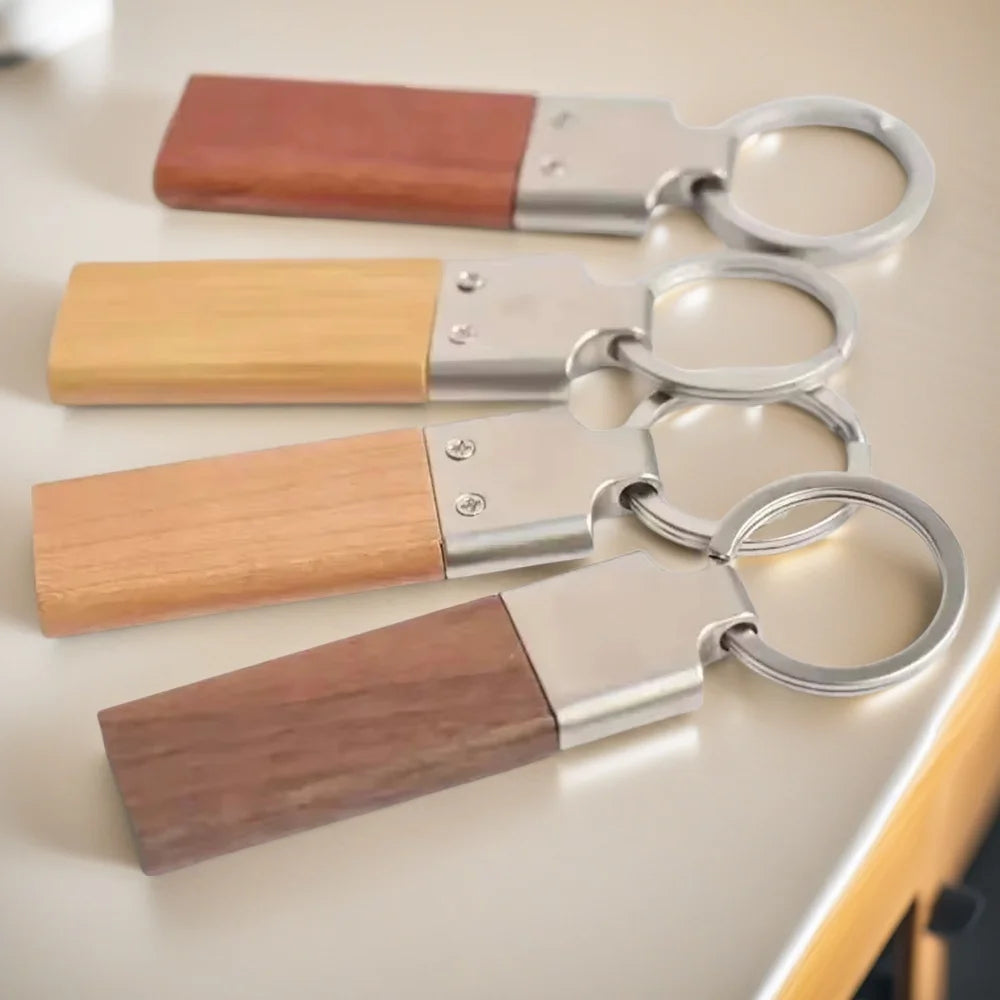 Wood Custom Laser Engraved Logo Name Keychain Moto Car Bags Keyring Rosewood Walnut Woman for Man Personalized Key Ring Gift