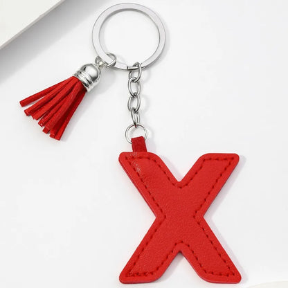 Popular A-Z Color Tassels Keychain 26 Letter Keyring Backpack Pendant Key Ring Buckle Chains for Car Moto Gift