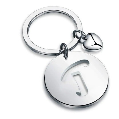 1PCS/2PCS Popular A-Z  Round Brand Stainless Steel Keychain 26 Letter Keyring  Pendant Key Ring Buckle Chains for Car Moto Gift