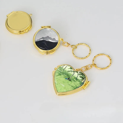 Custom  LOGO Name Metal Stainless Steel Mirror Keychain Love Core Heart Keyring for Woman Pendant Key Ring Chain Gift