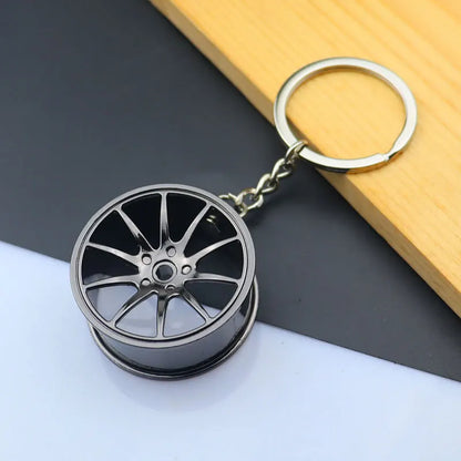 Creative Metal Mini Auto Parts Car Wheel Keychain Auto Enthusiast Keyring Accessories Key Ring Chain for Men Woman Lover Gift