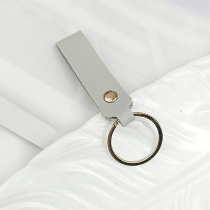 Creative Simple Solid Color PU Short Leather Keychain Customized Name Logo Text Keyring Car Moto Pendant Key Chain Ring Gift