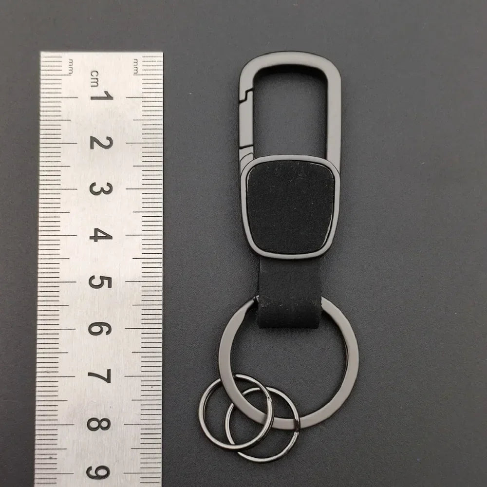 Fashion Frosted Leather Keychains Car Key Chain Ring Custom Logo Name Waist Hanged Holder Business for Men Women Keyring Gift