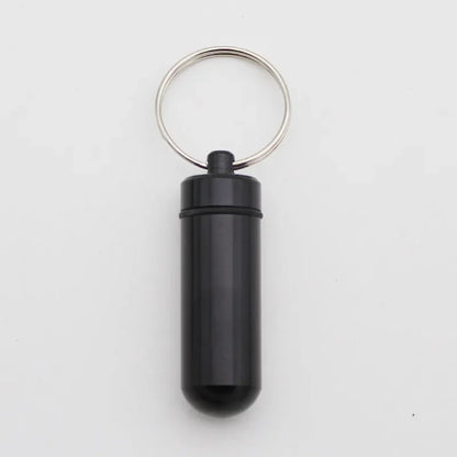 Custom Logo Name Portable Medicine Bottle Metal Mini Pendant Keychain Hanging Bottle Seal Up Waterproof Container Keyring Gift