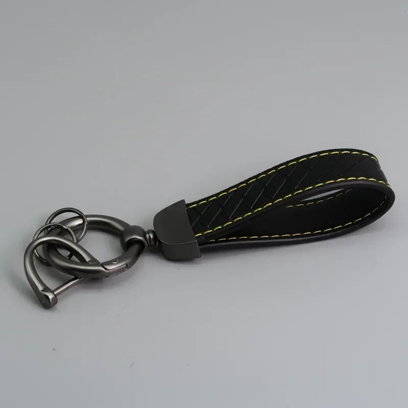 Creative Trendy Pendant Leather Keychain Accessories Net-like Metal Keyring Custom Name Text Logo Car Moto Key Chain Ring Gift