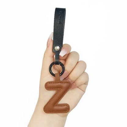 A To Z Alphabet PU Leather Fashion Keychain Charms 26 Initial Letter Keyring Candy Color Phone Pendant Car Key Chain Ring Gift
