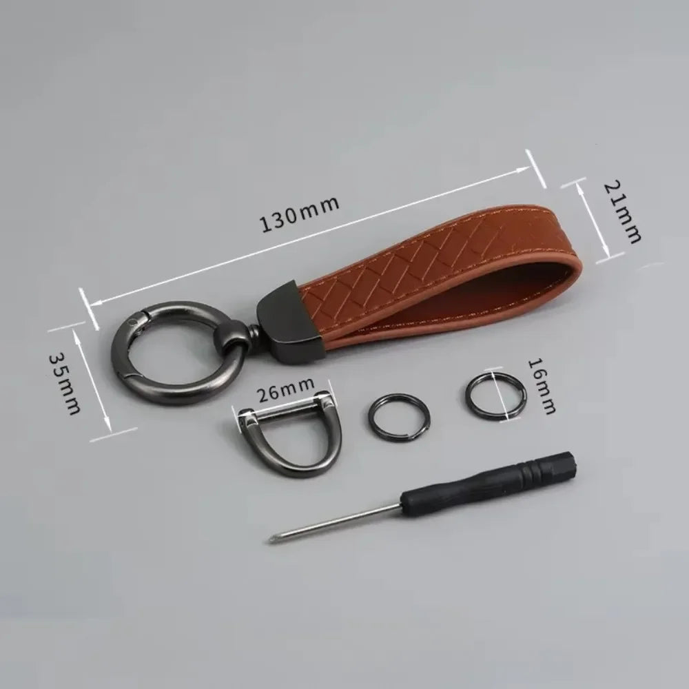 Creative Trendy Pendant Leather Keychain Accessories Net-like Metal Keyring Custom Name Text Logo Car Moto Key Chain Ring Gift