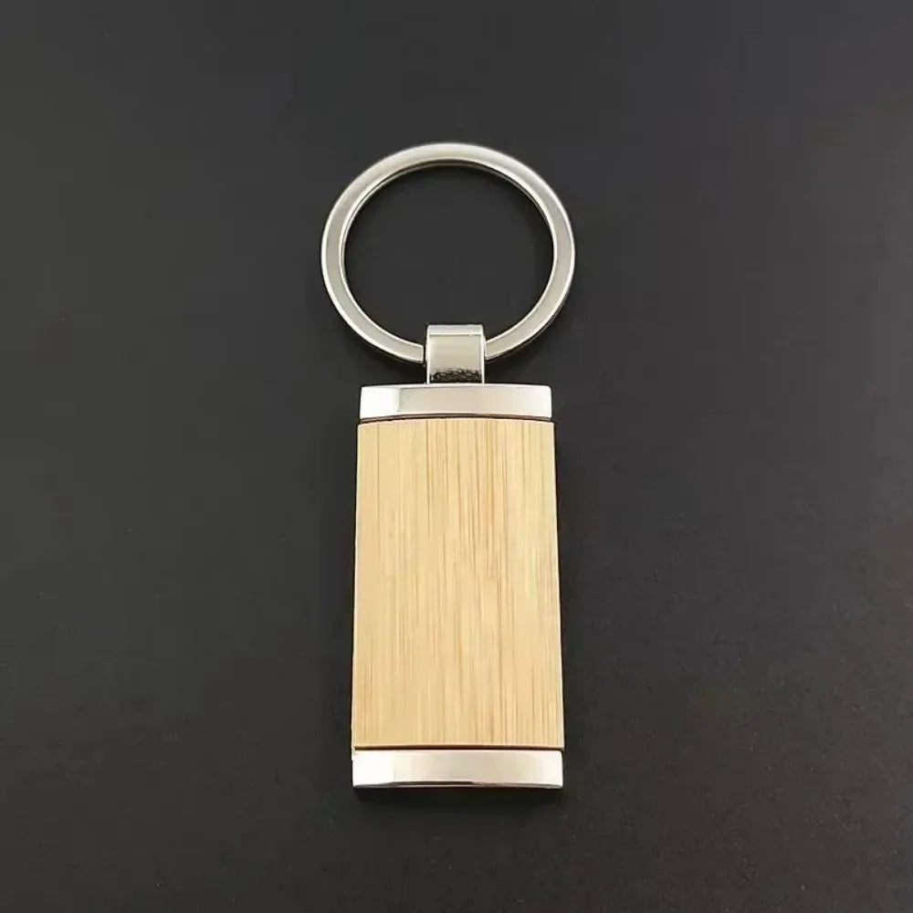 Bamboo Wood Keychain Creative Personality Men and Women Keyring Home Metal Autos Car Key Chain Ring Custom Name Logo Gift