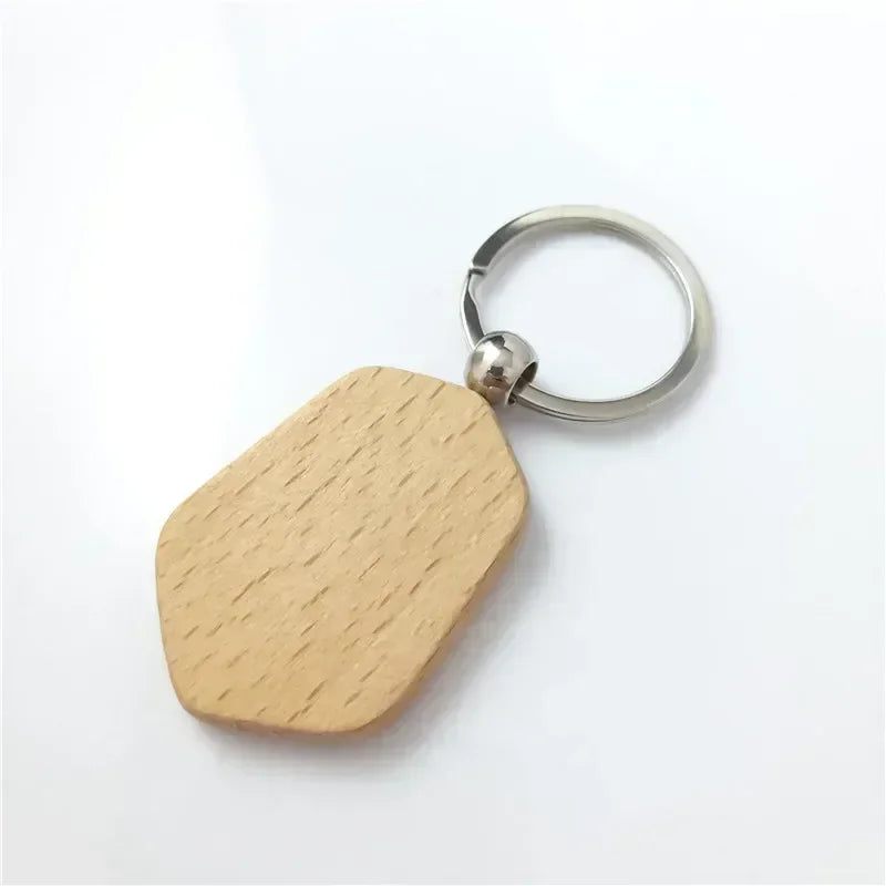 Custom Logo Name Laser Engraved Wooden Car Moto Keychain Personalized Keyring Retro Round Rectangular Pendant Cute Gift