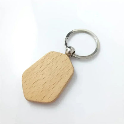 Custom Logo Name Laser Engraved Wooden Car Moto Keychain Personalized Keyring Retro Round Rectangular Pendant Cute Gift