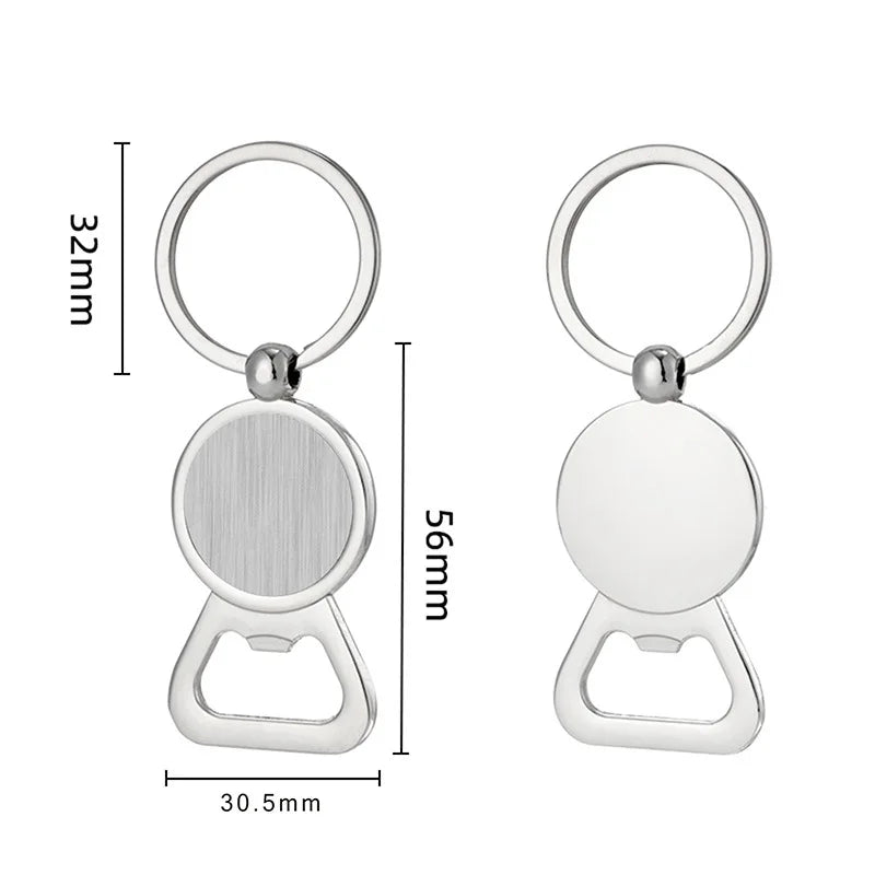Creative Custom Laser Logo Name Keyring Metal Beer Bottle Opener Keychain Practical Printing Activity Bar Ad Key Ring Chain Gift