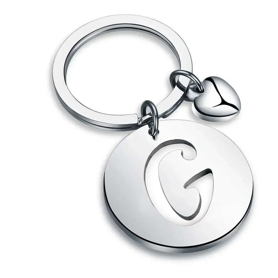 1PCS/2PCS Popular A-Z  Round Brand Stainless Steel Keychain 26 Letter Keyring  Pendant Key Ring Buckle Chains for Car Moto Gift