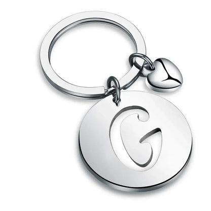 1PCS/2PCS Popular A-Z  Round Brand Stainless Steel Keychain 26 Letter Keyring  Pendant Key Ring Buckle Chains for Car Moto Gift