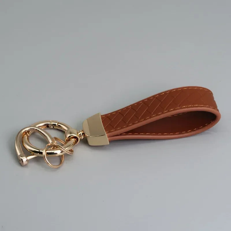 Creative Trendy Pendant Leather Keychain Accessories Net-like Metal Keyring Custom Name Text Logo Car Moto Key Chain Ring Gift