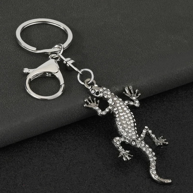 Originality 3D Metal Gecko Lizard Keychain Backpack Pendant Three-dimensional Keyring Badge Key Chain Ring Personalization Gift
