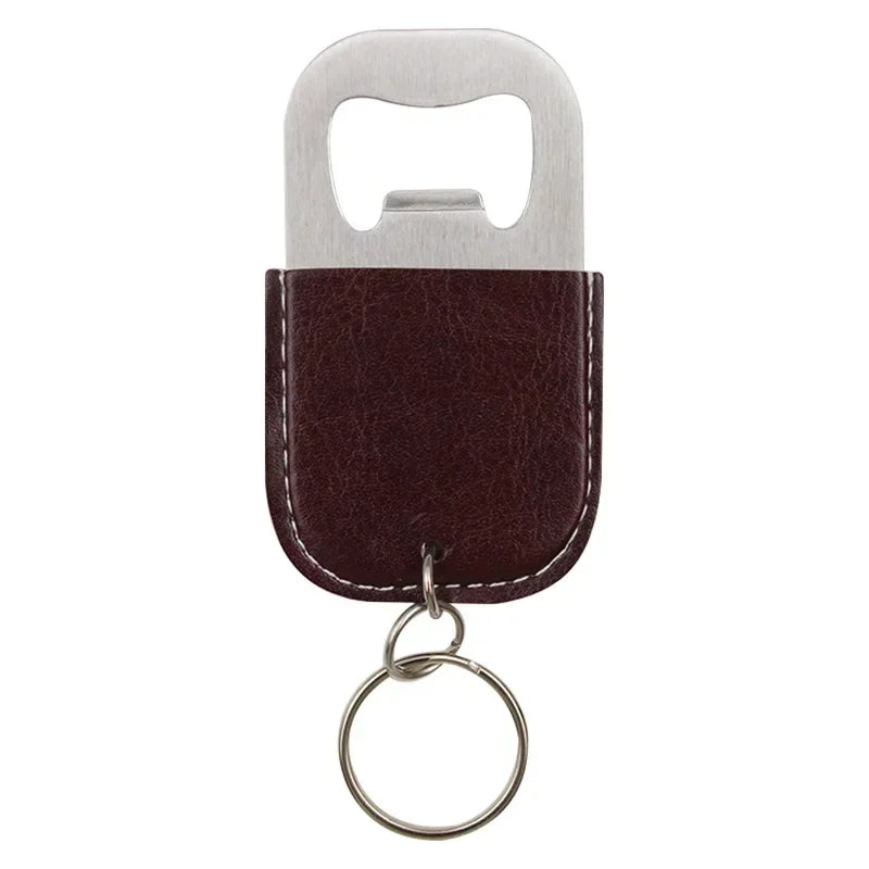 Individualization Metal Custom Logo Name Keychain Bottle Opener Leather Originality Keyring Car Key Chain Ring Laser Gift