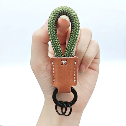 New Leather Braid Rope Keychain Personalized Custom Name Engrave Keyring Anti-lost with Handmade Car Pendant Key Chain Ring Gift