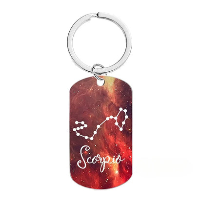 New Custom Text Name Metal Stainless Steel Keychain Car Moto Constellation Keyring Motorcycle Pendant Key Chain Ring Gift