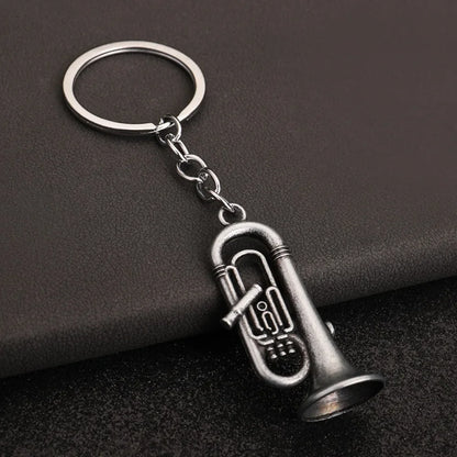 Creative Music Enthusiast Mini Metal Cute Keychain Saxophone Pendant Key Ring Accessories Personalized Keyring Lover Small Gift