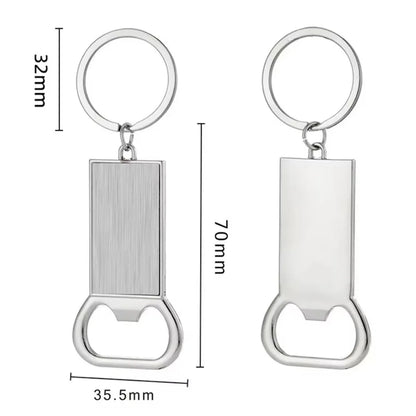 Creative Custom Laser Logo Name Keyring Metal Beer Bottle Opener Keychain Practical Printing Activity Bar Ad Key Ring Chain Gift