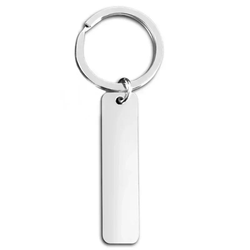 New style Stainless Steel Custom Logo Name Keychain Rectangular Hang Tag Metal Key Ring Advertising Holiday Engraved laser Gift