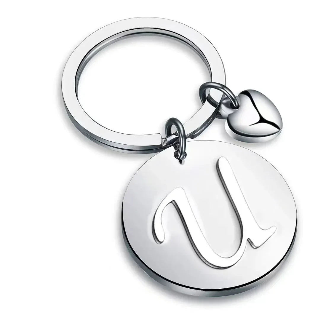 1PCS/2PCS Popular A-Z  Round Brand Stainless Steel Keychain 26 Letter Keyring  Pendant Key Ring Buckle Chains for Car Moto Gift