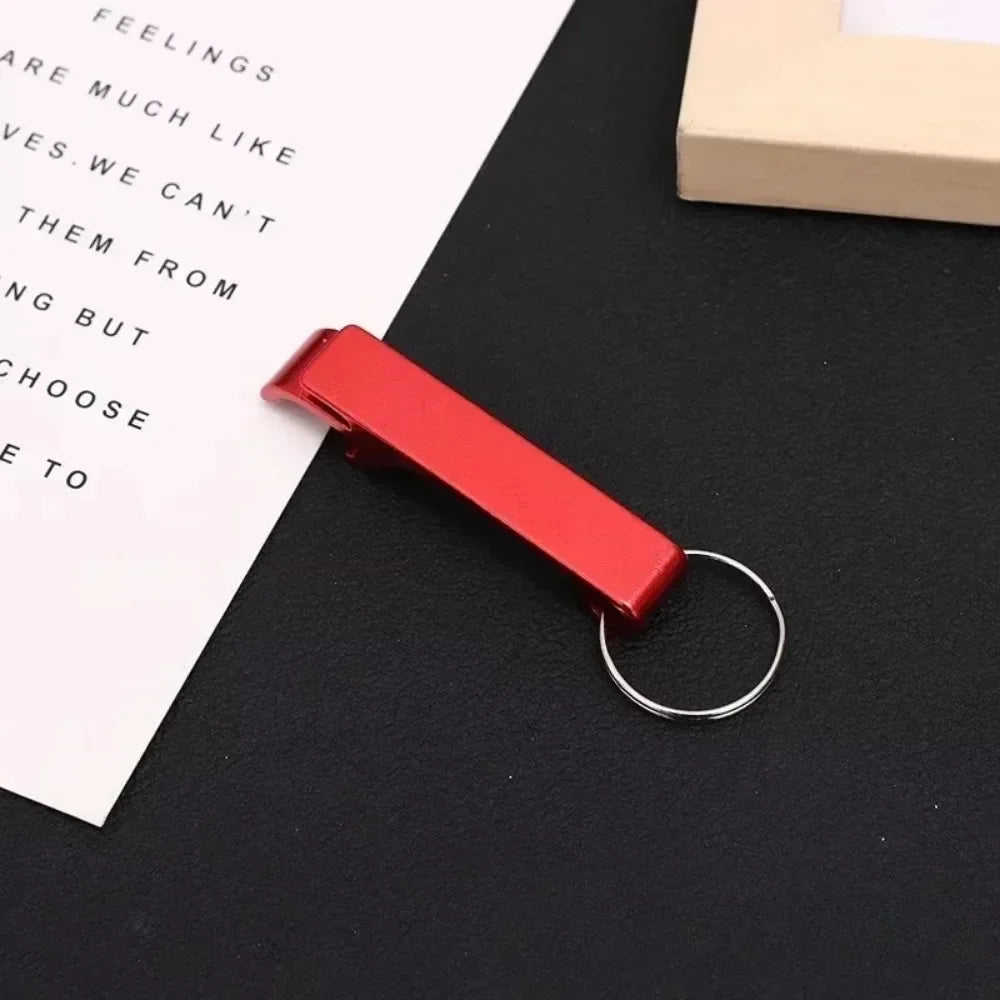 5PCS Custom LOGO Name Bottle Opener Beer Keychain Keyring Multifunctional Laser Carving Key Ring Chain Bar AD Multi Color Gift