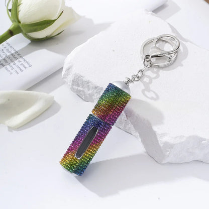 Creative Diamond-encrusted Keychain Mini Perfume Metal Bottom Hot-selling Keychain Charging Bottling Women Key Chain Ring Gift