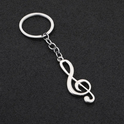 Creative Music Enthusiast Mini Metal Cute Keychain Note Pendant Key Ring Accessories Personalized Keyring Lover Small Gift