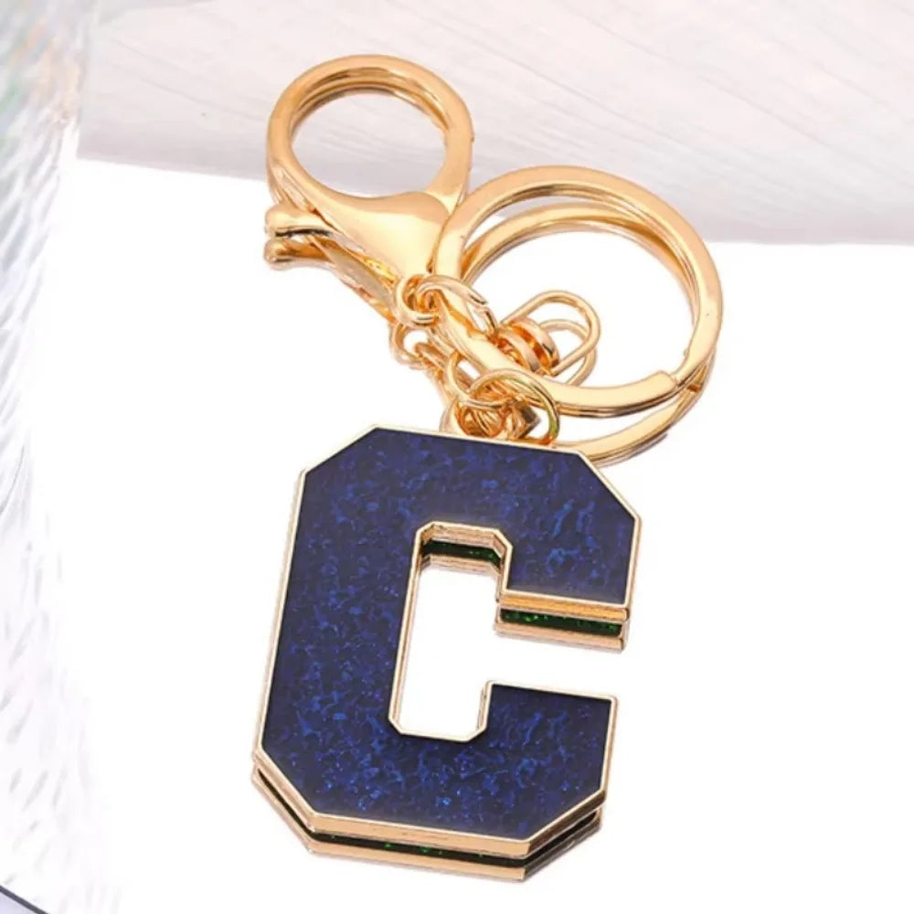 Fashion Bag Pendant Keychain A-Z Initials Keyring for Couples Metal Pendant DIY Gift for Men Women 26 Alphabet Accessories Gift