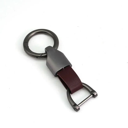 New Fashion Personalized Custom Logo Name Metal Waist Hanging KeyChain Leather Keyring Men Women Key Chain Buckle Ring Gift