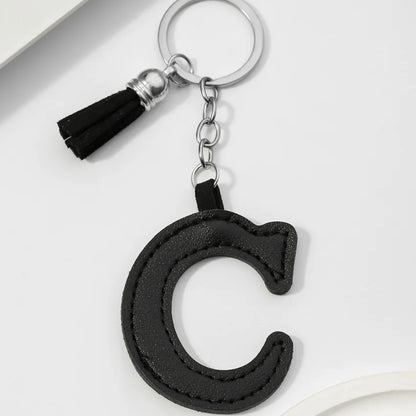 Popular A-Z Color Tassels Keychain 26 Letter Keyring Backpack Pendant Key Ring Buckle Chains for Car Moto Gift
