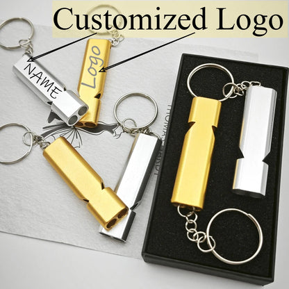 Portable EDC Whistle Emergency Survival Keychain Dual Frequency Survival Keyring Outdoor Camping Hiking Key Chain Ring Gift