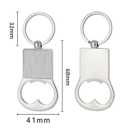 Creative Custom Laser Logo Name Keyring Metal Beer Bottle Opener Keychain Practical Printing Activity Bar Ad Key Ring Chain Gift