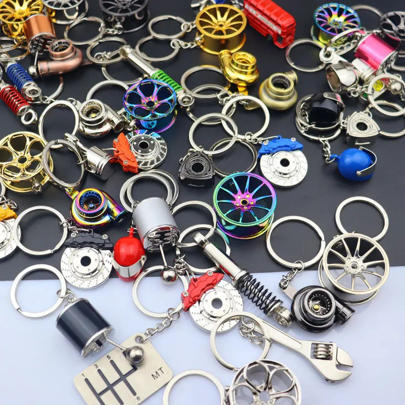 Creative Metal Mini Auto Parts Car Wheel Keychain Auto Enthusiast Keyring Accessories Key Ring Chain for Men Woman Lover Gift
