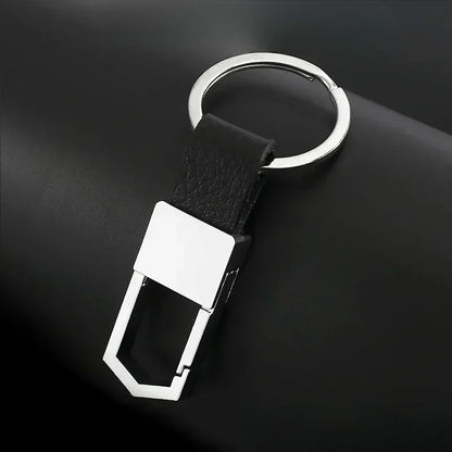 Commercial Affairs Custom Logo Name Keychain Buckle Men Car Moto Genuine Leather Key Ring Chains Men Waist Personalized Gift