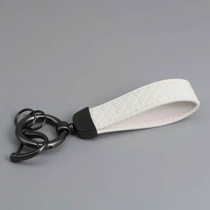 Creative Trendy Pendant Leather Keychain Accessories Net-like Metal Keyring Custom Name Text Logo Car Moto Key Chain Ring Gift
