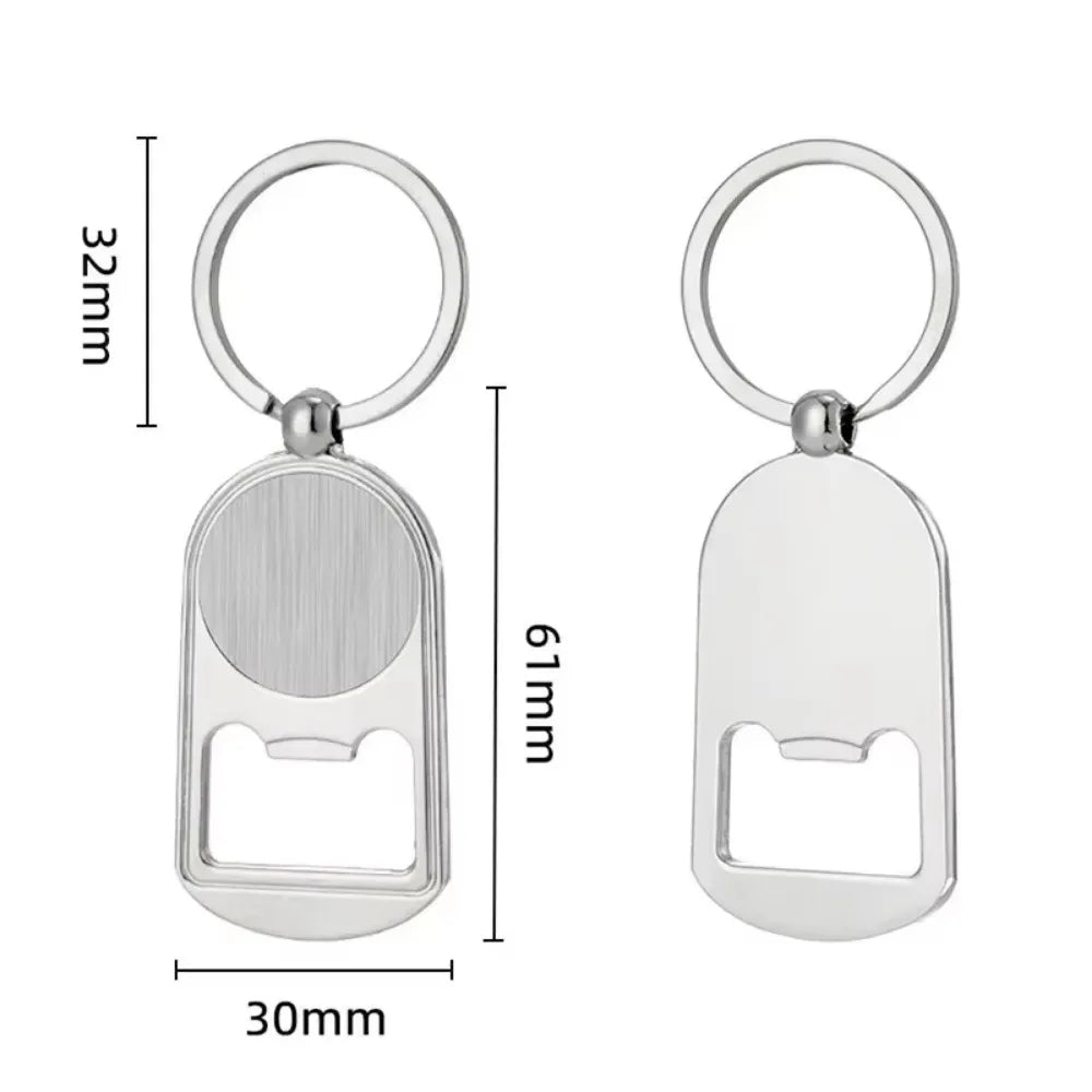 Creative Custom Laser Logo Name Keyring Metal Beer Bottle Opener Keychain Practical Printing Activity Bar Ad Key Ring Chain Gift