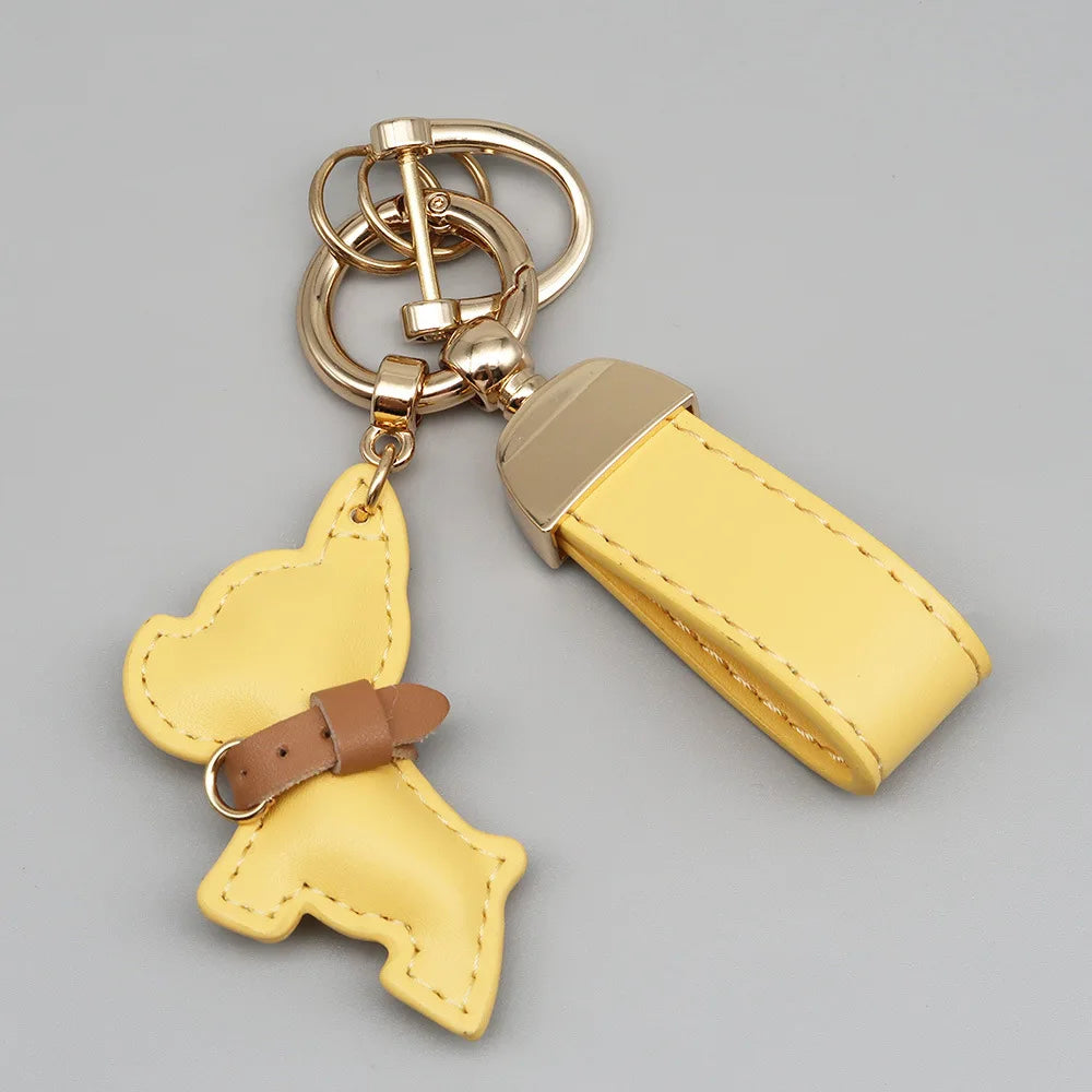 Custom Name Metal Leather Dog Keychain Pendant Moto Car Keyring Laser Engrave Text Cartoon Key Ring Chain Gift