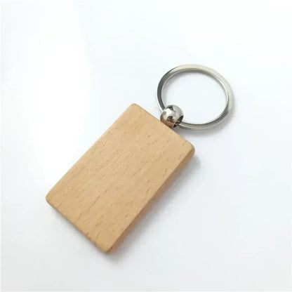 Custom Logo Name Laser Engraved Wooden Car Moto Keychain Personalized Keyring Retro Round Rectangular Pendant Cute Gift