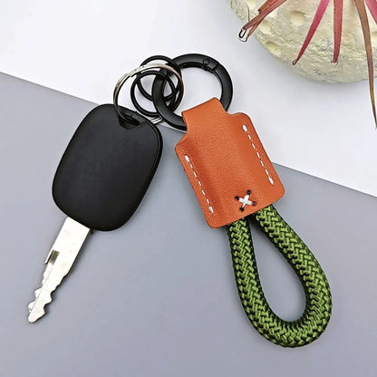 New Leather Braid Rope Keychain Personalized Custom Name Engrave Keyring Anti-lost with Handmade Car Pendant Key Chain Ring Gift