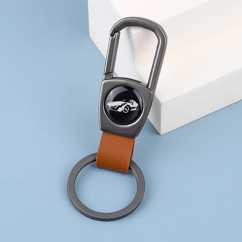 Custom Logo Name Leather Wear Keychain for Men Woman Prevent Simplicity Keyring Loss Creative Metal Car Moto Key Chain Ring Gift