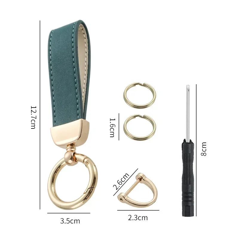 Customized Logo Name PU Leather Keychain Business Leather Key Chain for Men Women Car Keyring O-ring Engraved Engraving Gift