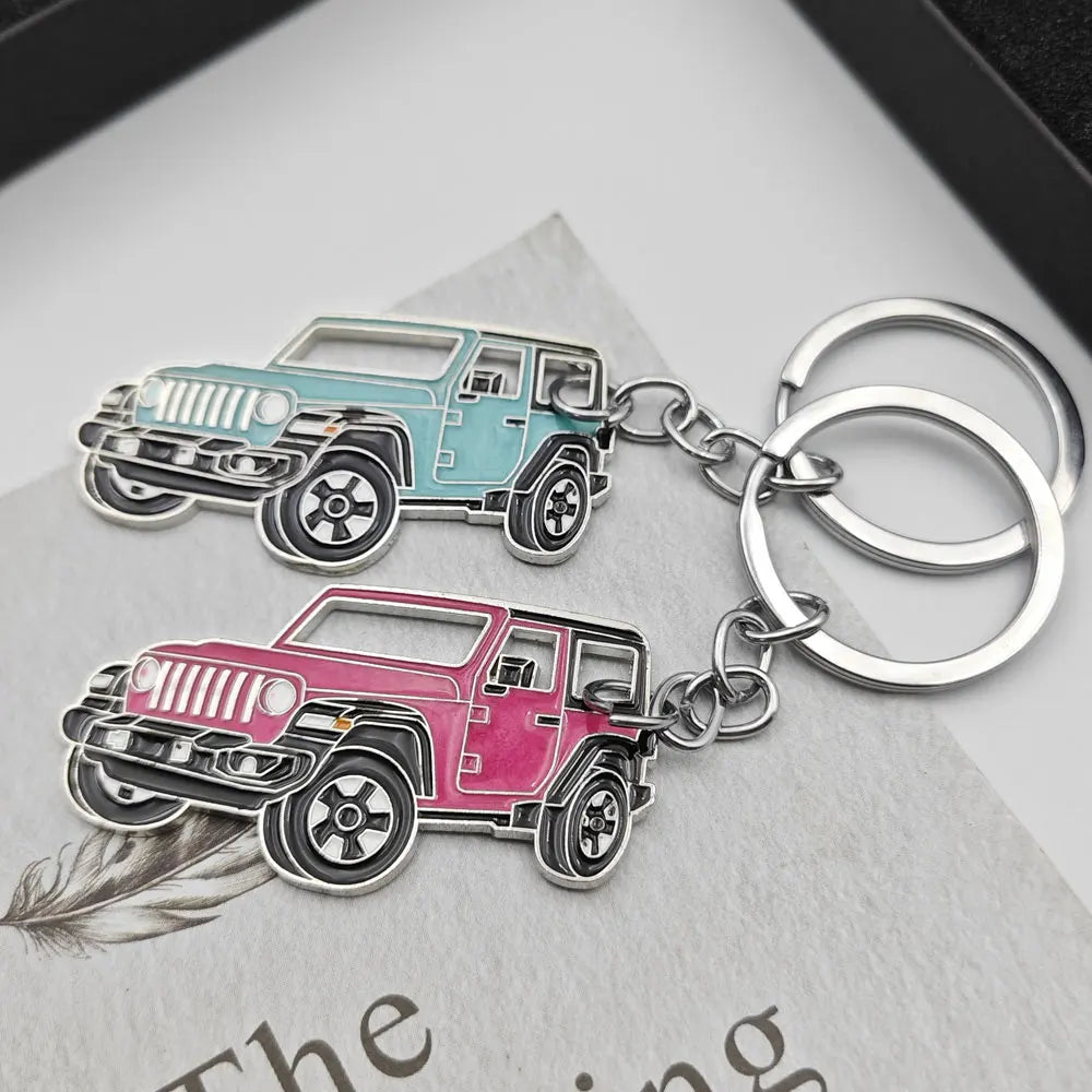 Originality Off-road Vehicle Enthusiast Keychain Metal SUV Car Pendant Keyring Creative Anti-Lost Backpack Key Chain Ring Gift