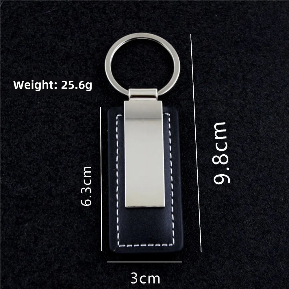 Custom LOGO Name Metal Leather Keychain Car Moto Keyring Motorcycle Pendant Key Chain Ring Gift
