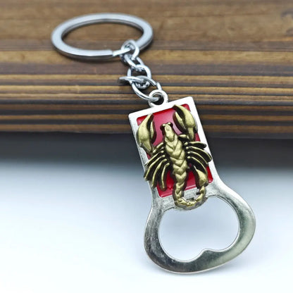 Relief Animal Bronze Color Keychain Metal Tiger Head Bottle Opener Keyring Portable Key Chain Ring for Collectible Souvenir Gift