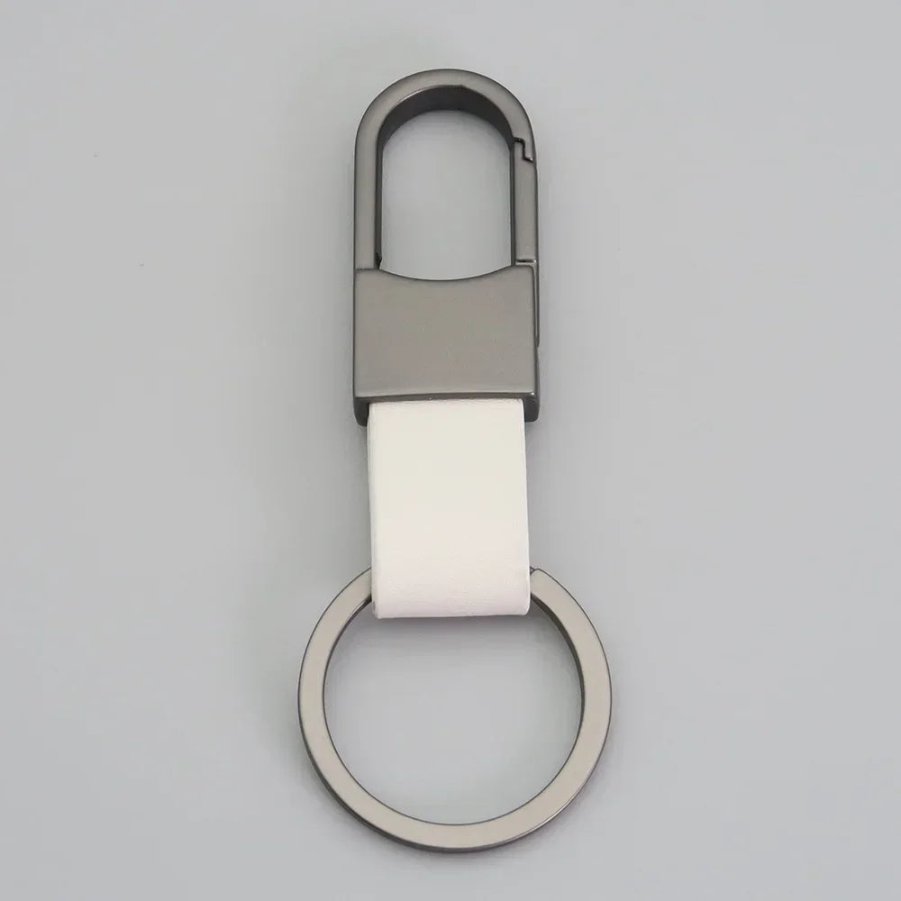 Custom Logo Name Simplicity Matte Finish Metal Leather Keychain with Laser Engraved Keyring Key Ring Chains  Creative for Gif