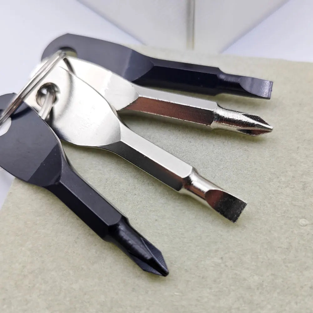 Portable Stainless Steel Mini EDC Keychain Slotted Phillips Screwdriver Keyring Pocket Repair Tools Set Key Chain Ring Gift