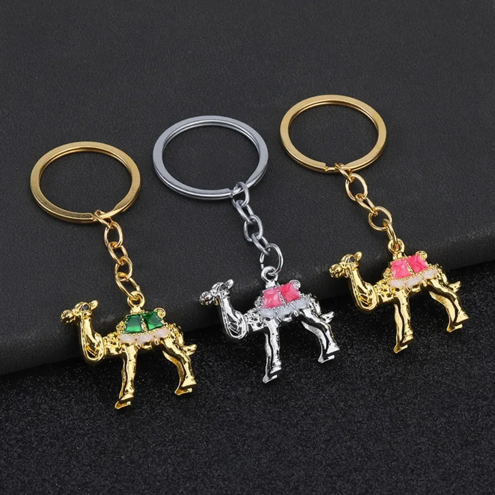 Originality 3D Three-dimensional Keychain Metal Desert Backpack Personalization Keyring Badge Pendant Camel Key Chain Ring Gif